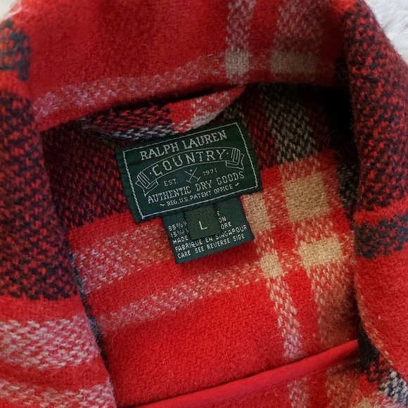 Vintage Ralph Lauren Country Check Plaid Chore Wool Jacket - Picture 4 of 12